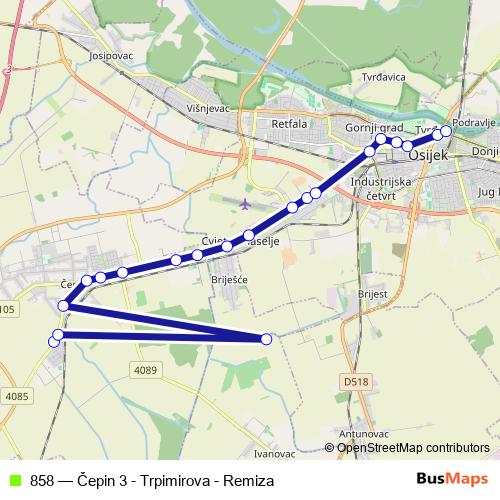 858 bus Line Map