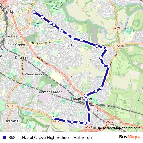 858 bus Line Map