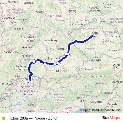 Flixbus 283a bus Line Map