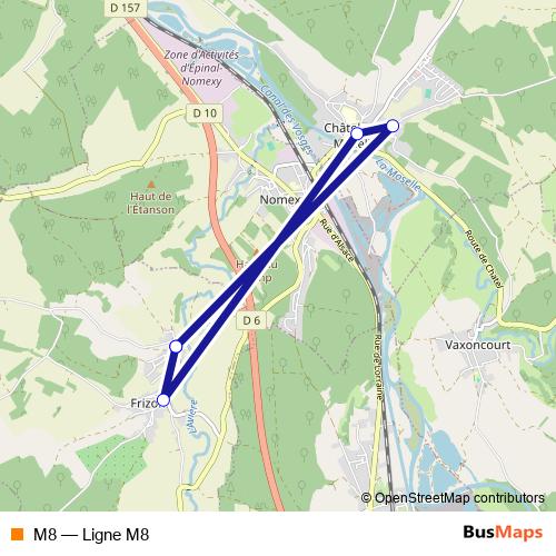 M8 bus Line Map