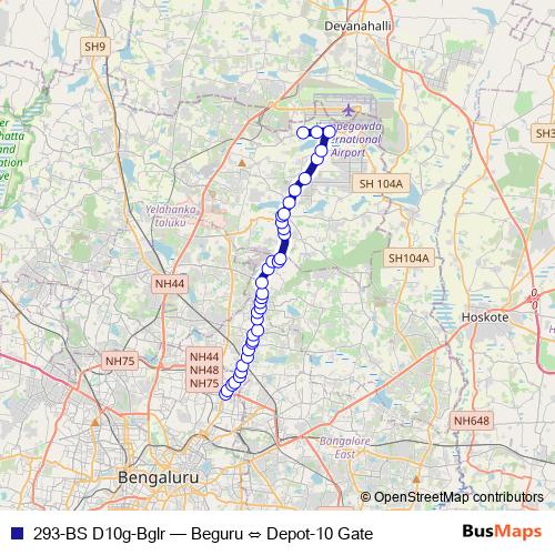 293-BS D10g-Bglr bus Line Map