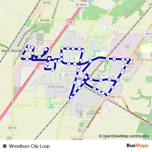 Woodburn City Loop bus Line Map
