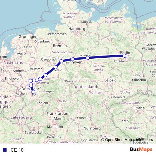 ICE 10 rail Line Map