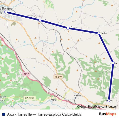 Alsa - Tarres lle bus Line Map