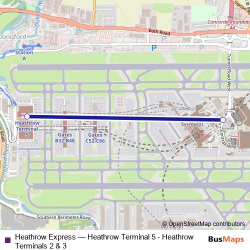 Heathrow Express rail Line Map