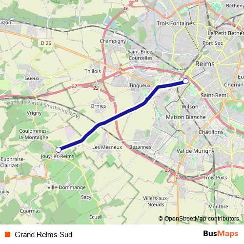 Grand Reims Sud bus Line Map
