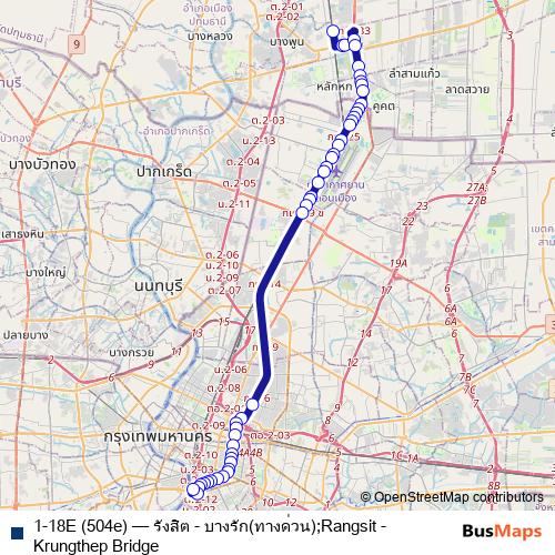 1-18E (504e) bus Line Map