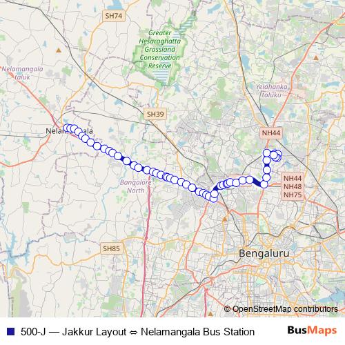 500-J bus Line Map