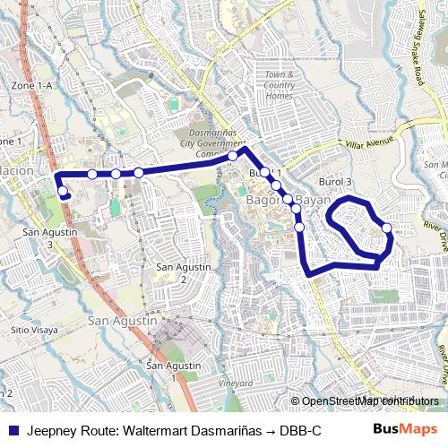 Jeepney Route: Waltermart Dasmariñas → DBB-C bus Line Map