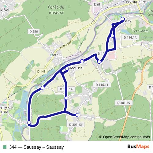 344 bus Line Map