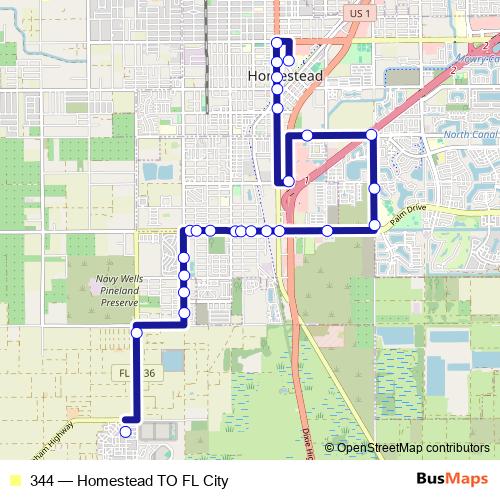 344 bus Line Map