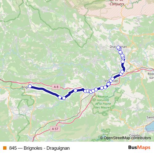 845 bus Line Map