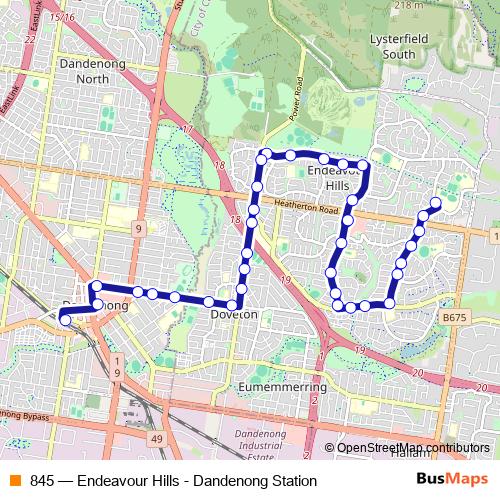 845 bus Line Map