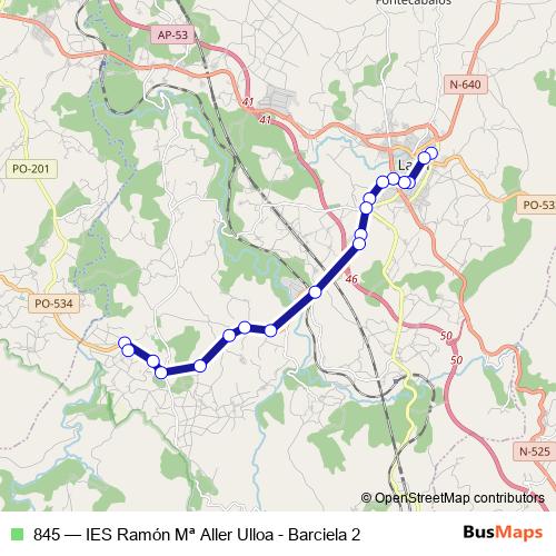 845 bus Line Map