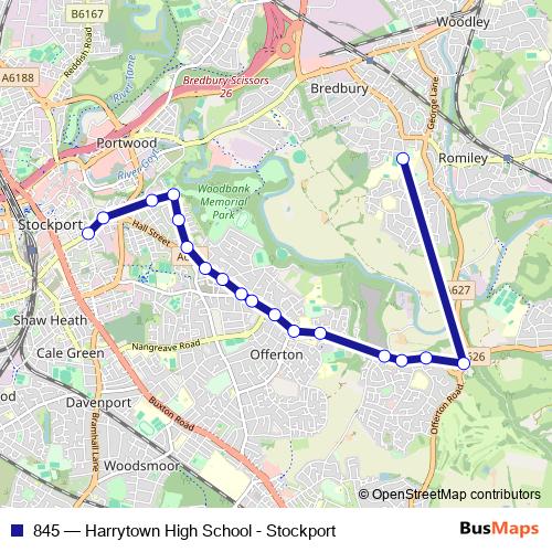 845 bus Line Map