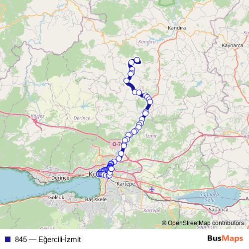 845 bus Line Map