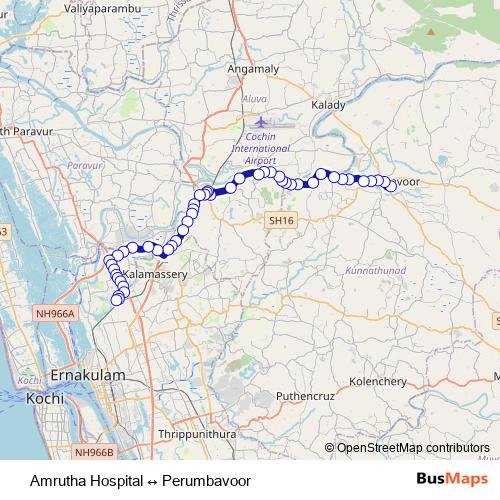 Amrutha Hospital ↔ Perumbavoor bus Line Map