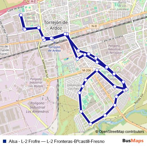 Alsa - L-2 Frofre bus Line Map