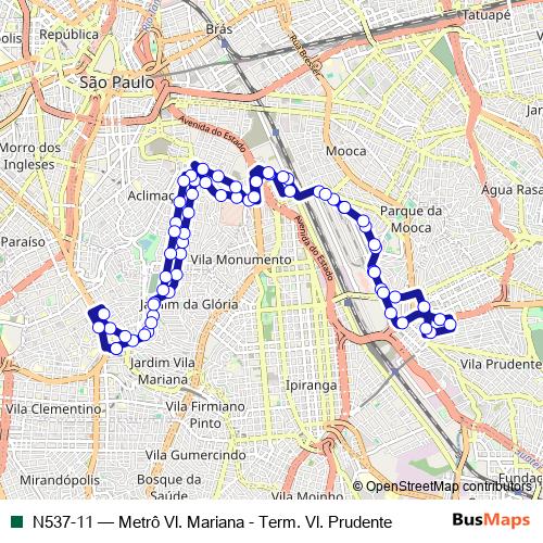 N537-11 bus Line Map