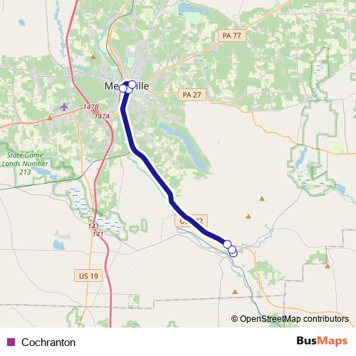 Cochranton bus Line Map