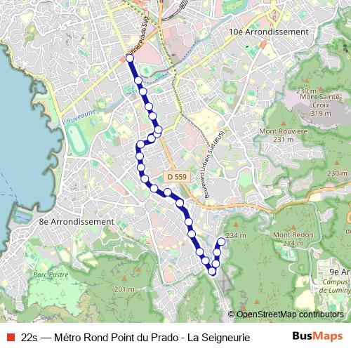 22s bus Line Map