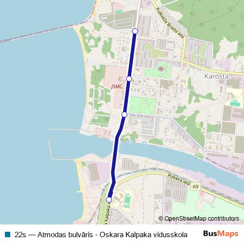 22s bus Line Map