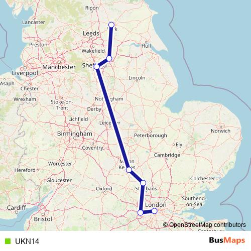 UKN14 bus Line Map