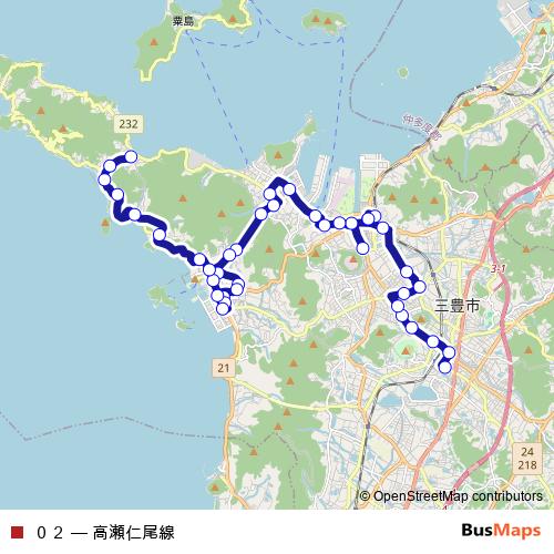 ０２ bus Line Map