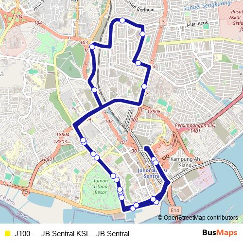 J100 bus Line Map