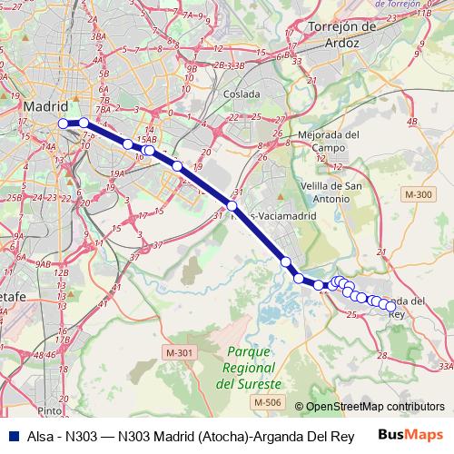 Alsa - N303 bus Line Map