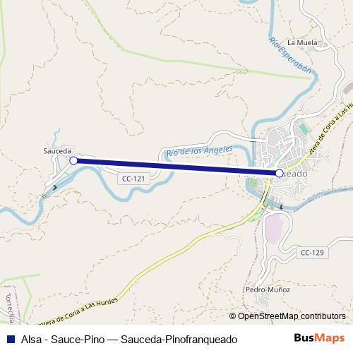 Alsa - Sauce-Pino bus Line Map