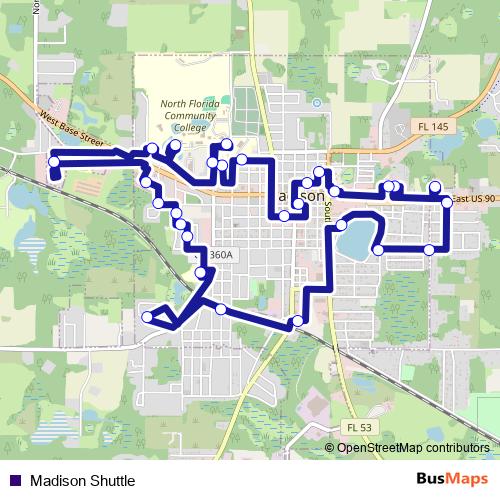 Madison Shuttle bus Line Map