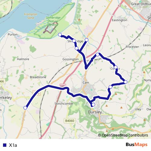 X1a bus Line Map
