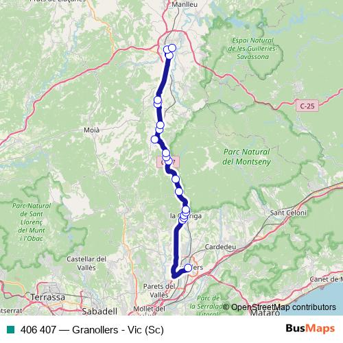 406 407 bus Line Map