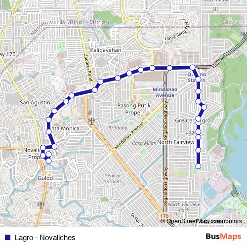 Lagro - Novaliches bus Line Map