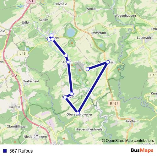 567 Rufbus bus Line Map