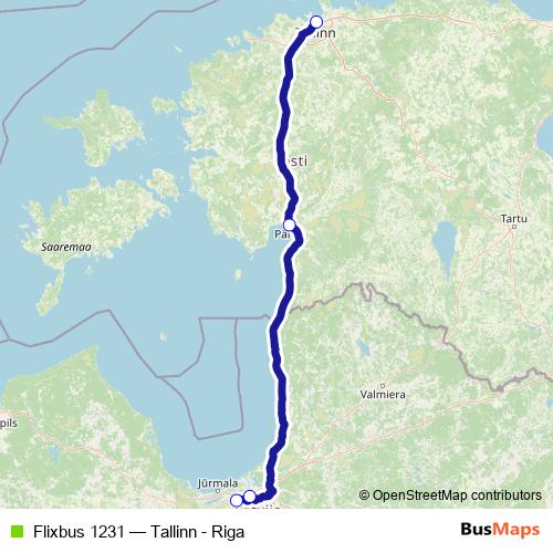 Flixbus 1231 bus Line Map