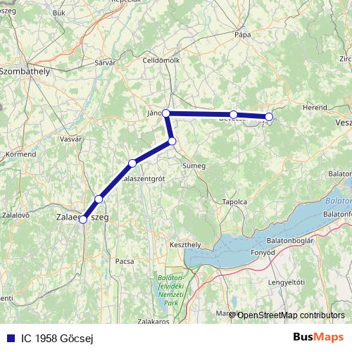 IC 1958 Göcsej rail Line Map