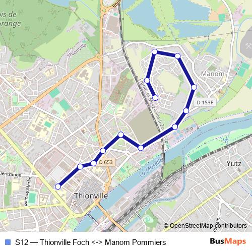 S12 bus Line Map
