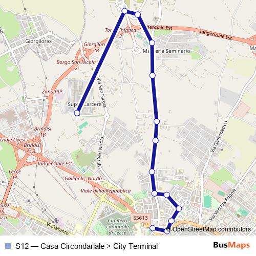S12 bus Line Map