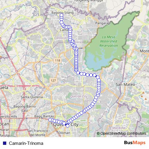 Camarin-Trinoma bus Line Map