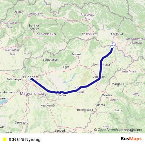 ICB 626 Nyírség bus Line Map