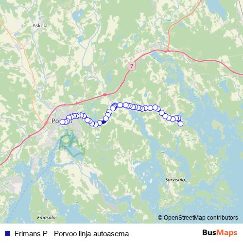 Frimans P - Porvoo linja-autoasema bus Line Map