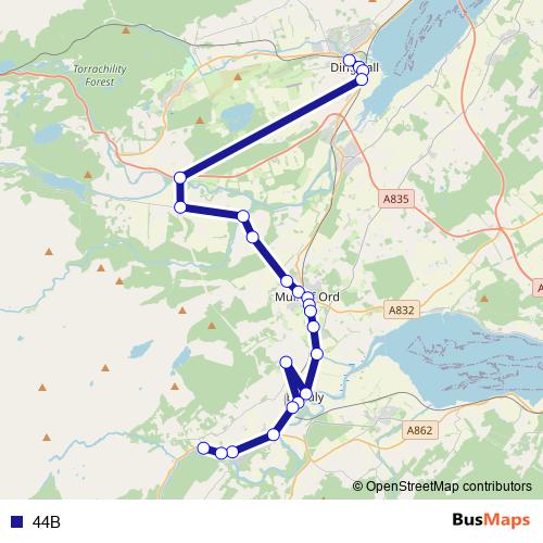44B bus Line Map