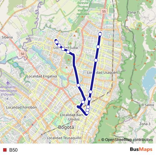 B50 bus Line Map