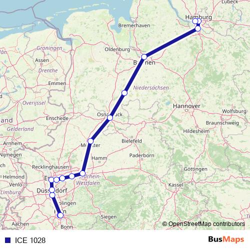 ICE 1028 rail Line Map