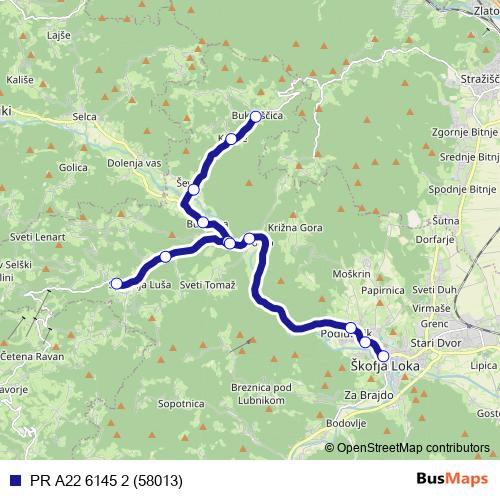 PR A22 6145 2 (58013) bus Line Map