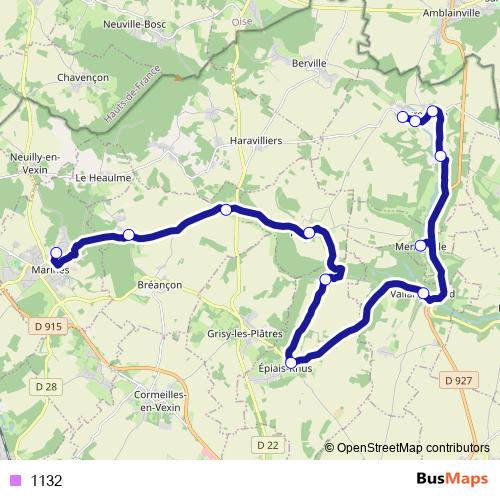 1132 bus Line Map