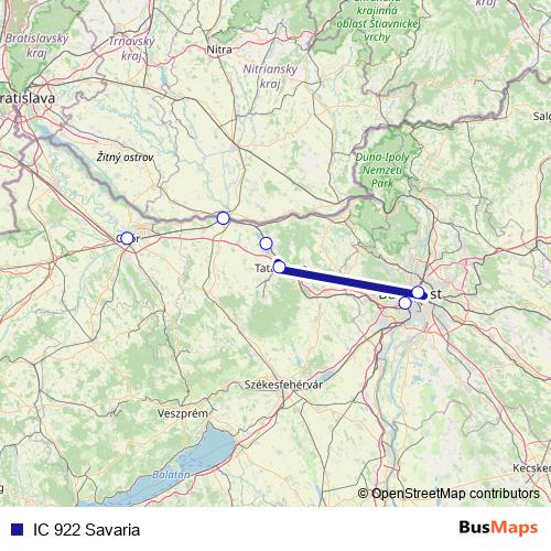 IC 922 Savaria rail Line Map