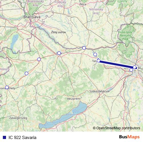 IC 922 Savaria rail Line Map